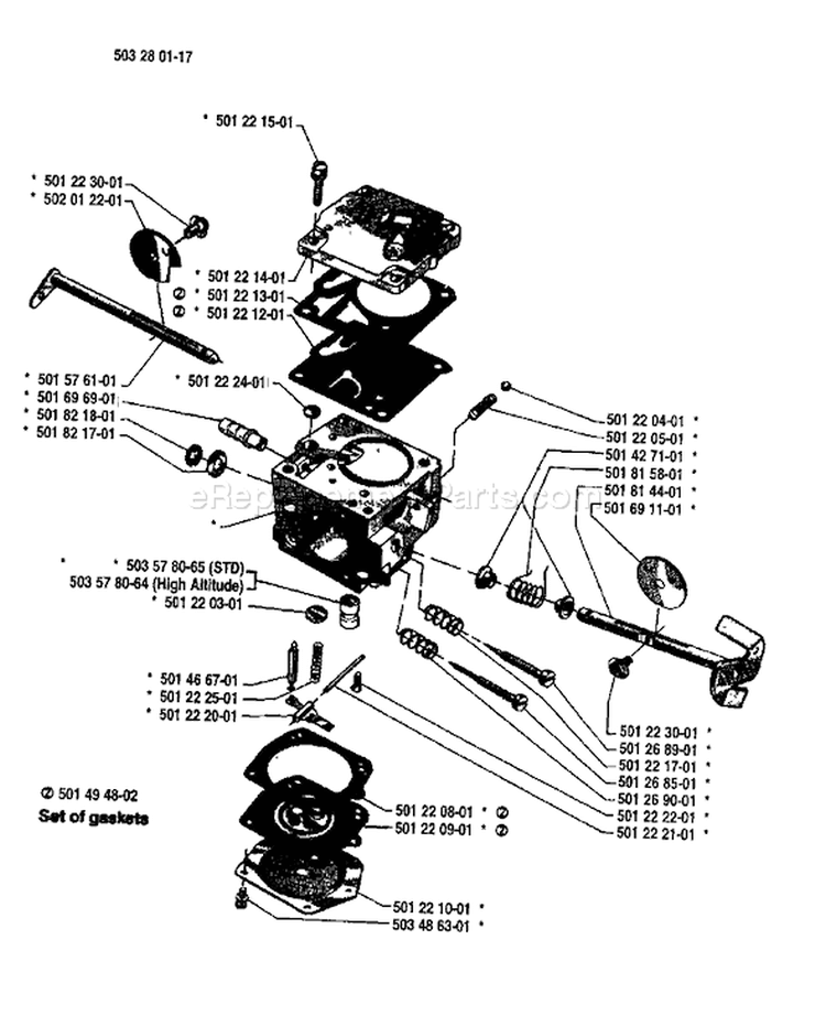 Page B Diagram and Parts List for 266 1987-11 Husqvarna Chainsaw