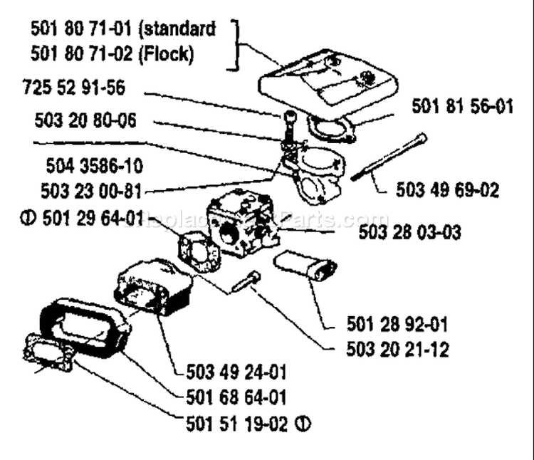 Page A Diagram and Parts List for 266 1988-06 Husqvarna Chainsaw