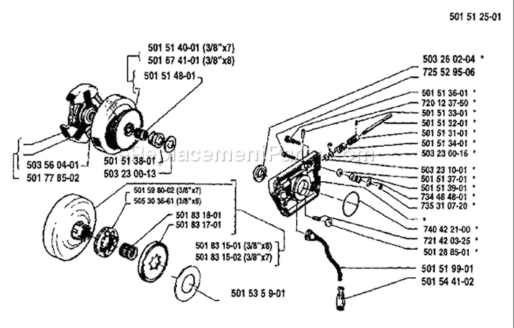 Page H Diagram and Parts List for 266 1988-06 Husqvarna Chainsaw