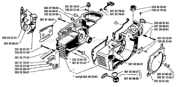 Page D Diagram and Parts List for 266 1989-02 Husqvarna Chainsaw