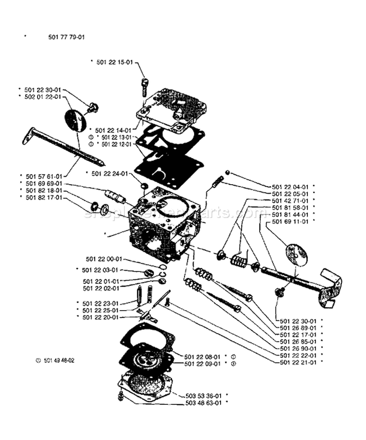 Page B Diagram and Parts List for 266 1990-01 Husqvarna Chainsaw