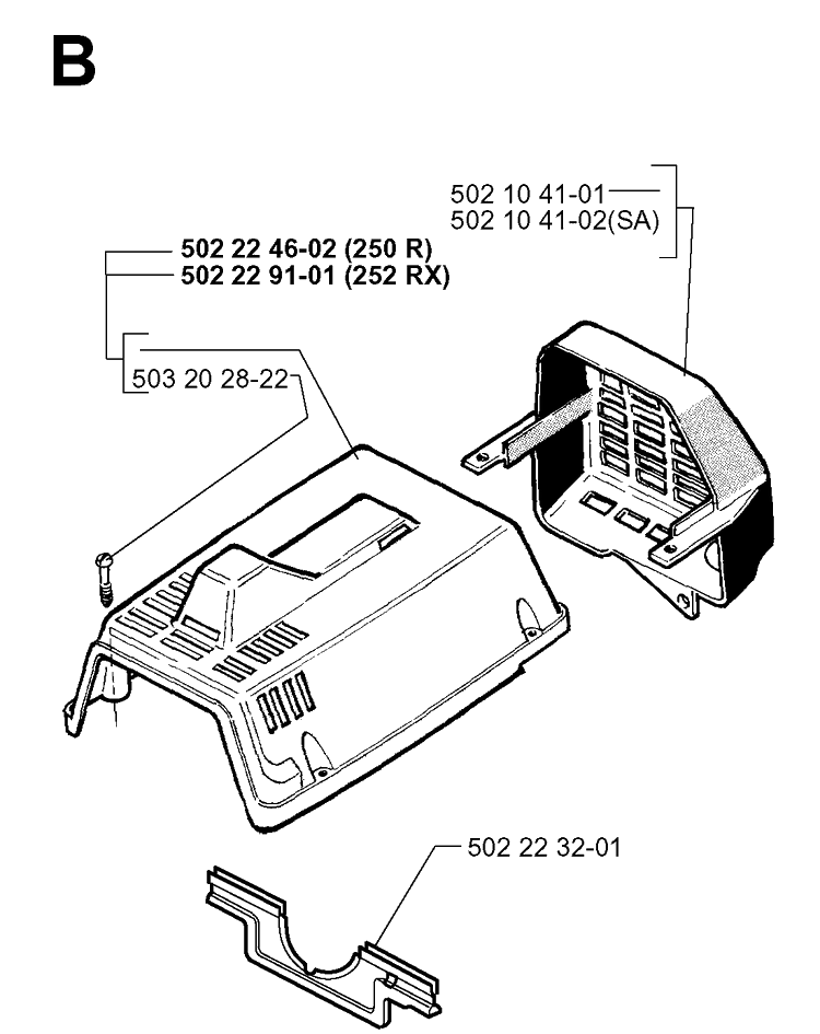 Cylinder Cover Diagram and Parts List for 252RX 19991400001-20011800000 Husqvarna Brush Cutter