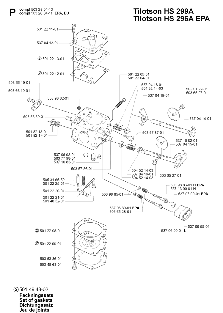 Carburetor Details 2 Diagram and Parts List for 385 20064000001-Current Husqvarna Chainsaw
