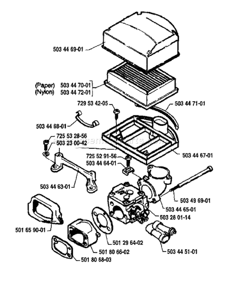 Page A Diagram and Parts List for 268 1987-05 Husqvarna Chainsaw