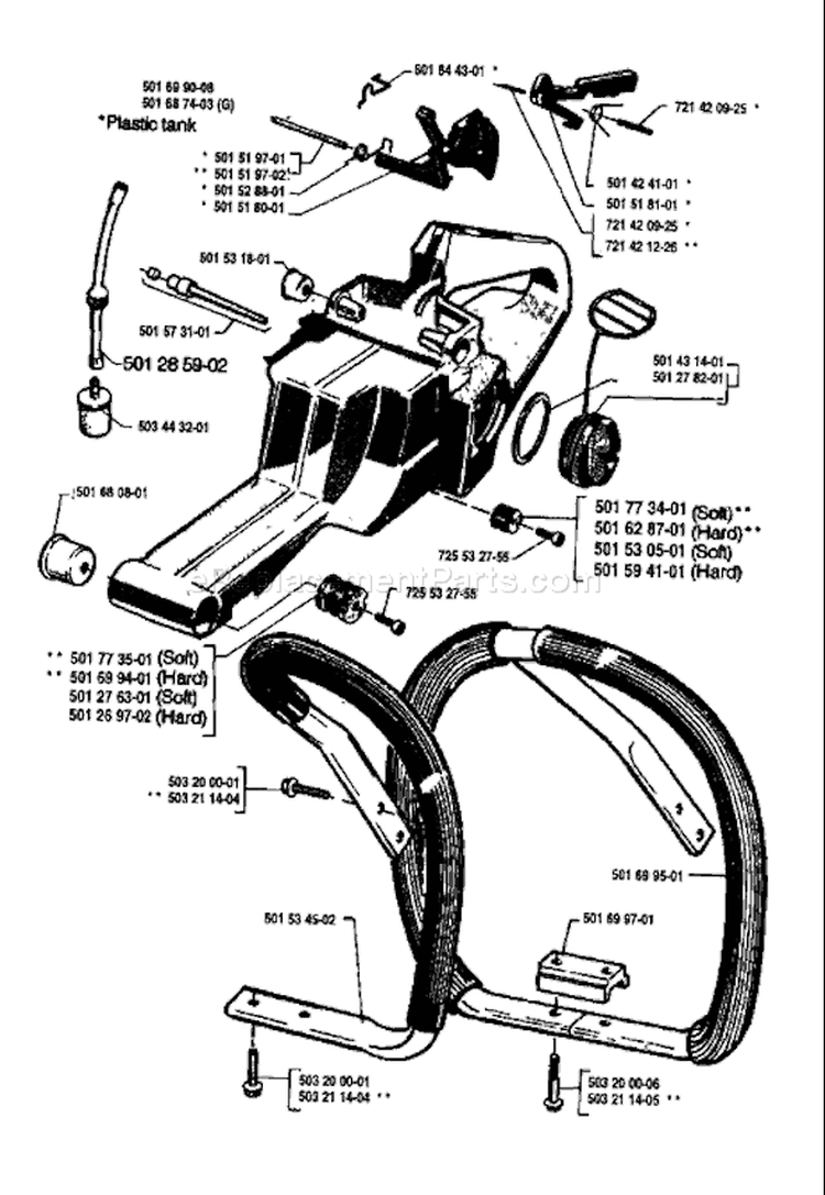 Page J Diagram and Parts List for 268 1987-05 Husqvarna Chainsaw
