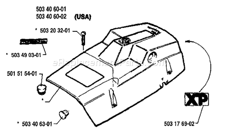 Page L Diagram and Parts List for 268 1987-05 Husqvarna Chainsaw