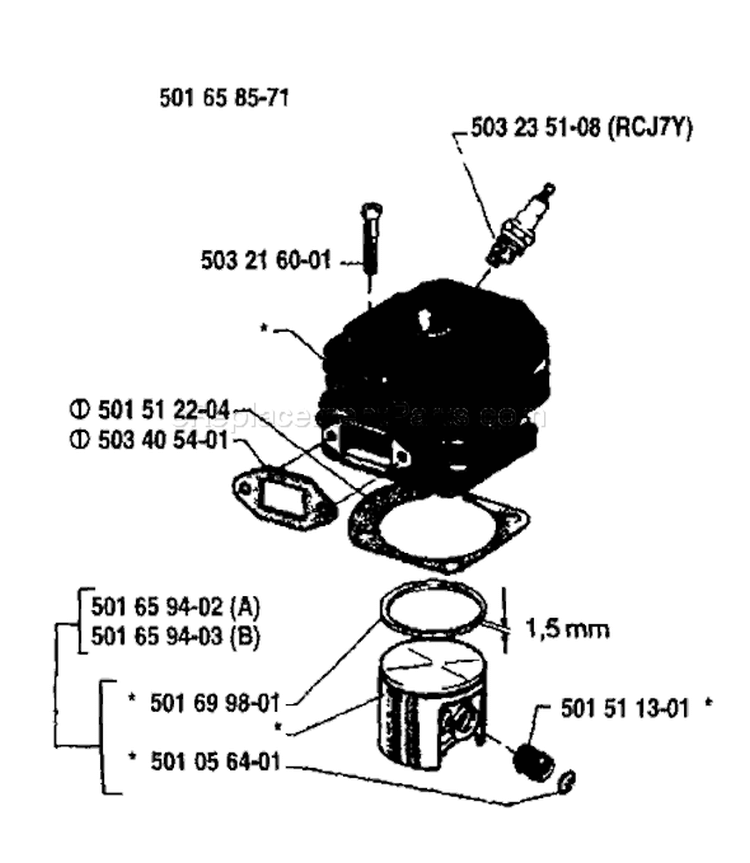 Page H Diagram and Parts List for 268 1987-05 Husqvarna Chainsaw