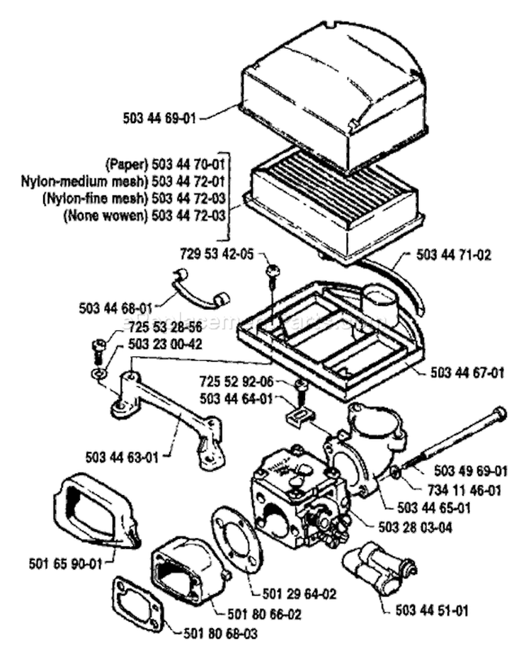 Page A Diagram and Parts List for 268 1989-02 Husqvarna Chainsaw