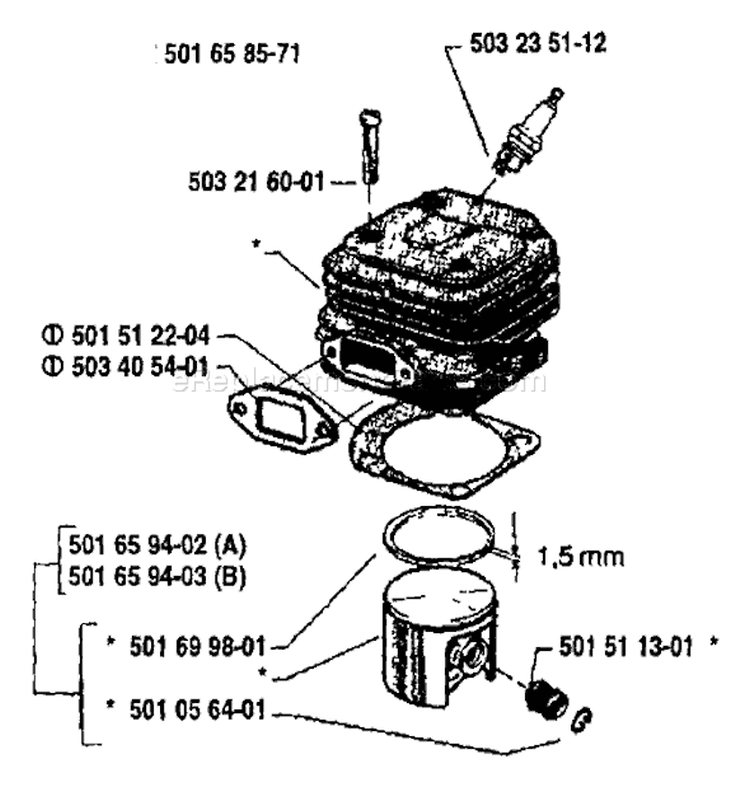 Page J Diagram and Parts List for 268 1989-02 Husqvarna Chainsaw