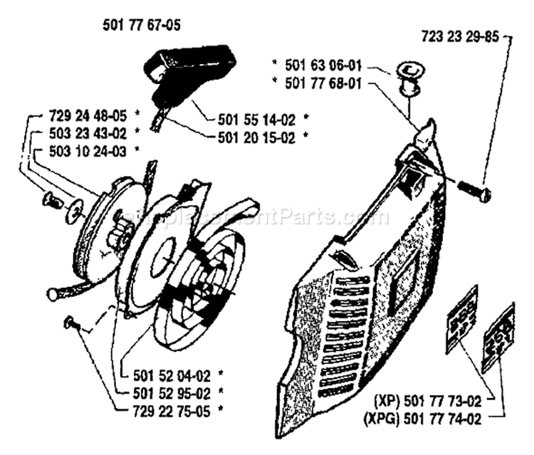Page K Diagram and Parts List for 268 1989-02 Husqvarna Chainsaw