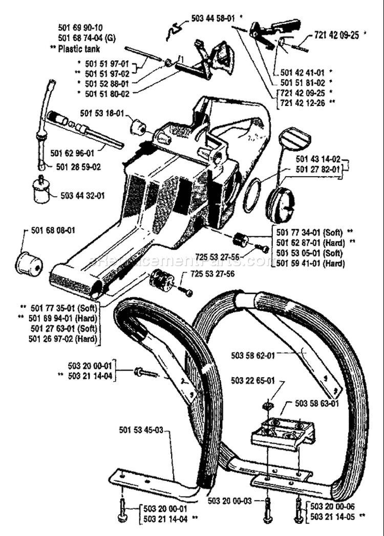 Page F Diagram and Parts List for 268 1989-02 Husqvarna Chainsaw