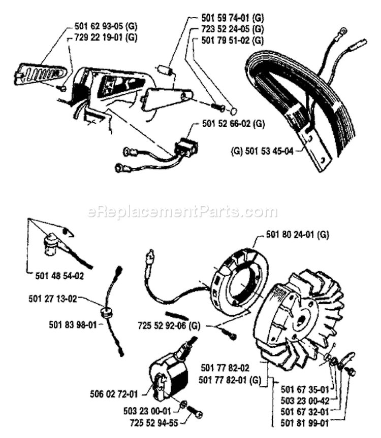 Page G Diagram and Parts List for 268 1989-02 Husqvarna Chainsaw