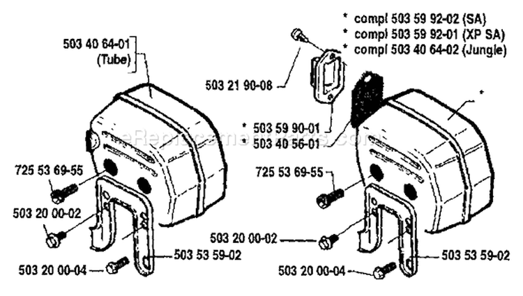 Page H Diagram and Parts List for 268 1989-02 Husqvarna Chainsaw