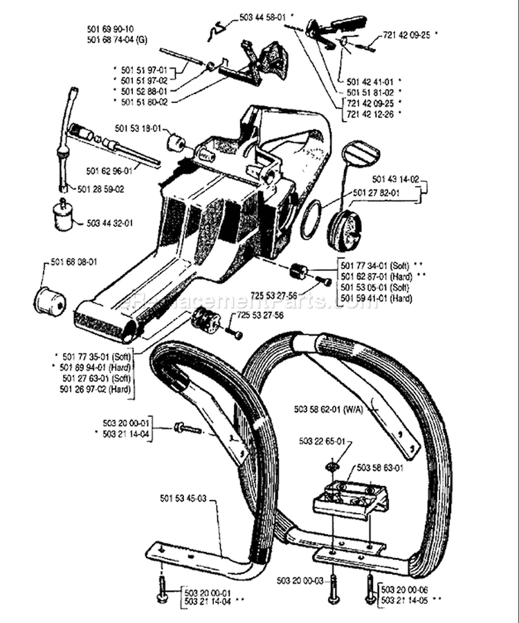 Page K Diagram and Parts List for 268 1990-05 Husqvarna Chainsaw