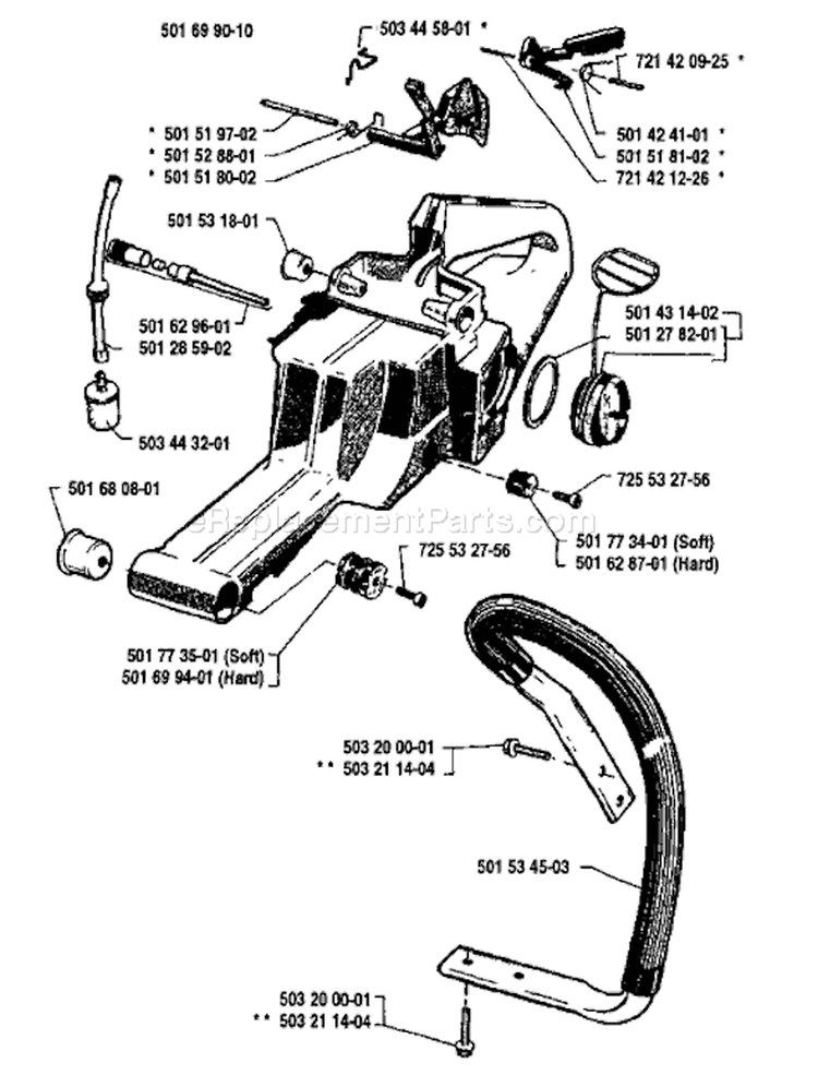Page K Diagram and Parts List for 268 1991-02 Husqvarna Chainsaw