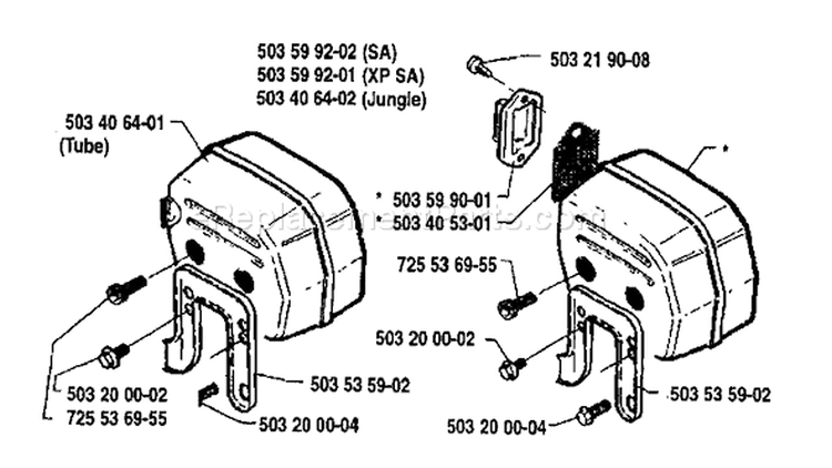 Page H Diagram and Parts List for 268 1991-02 Husqvarna Chainsaw