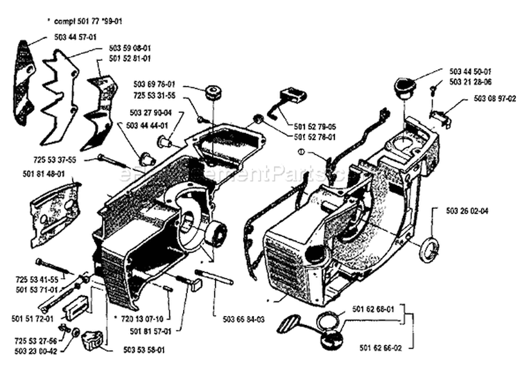 Page E Diagram and Parts List for 268 1993-09 Husqvarna Chainsaw