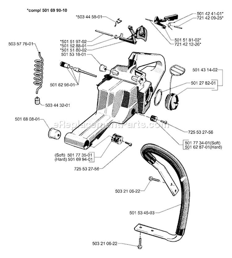 Page N Diagram and Parts List for 268 1997-01 Husqvarna Chainsaw