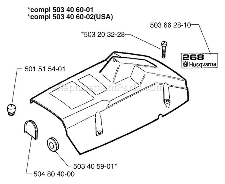 Page O Diagram and Parts List for 268 1997-01 Husqvarna Chainsaw