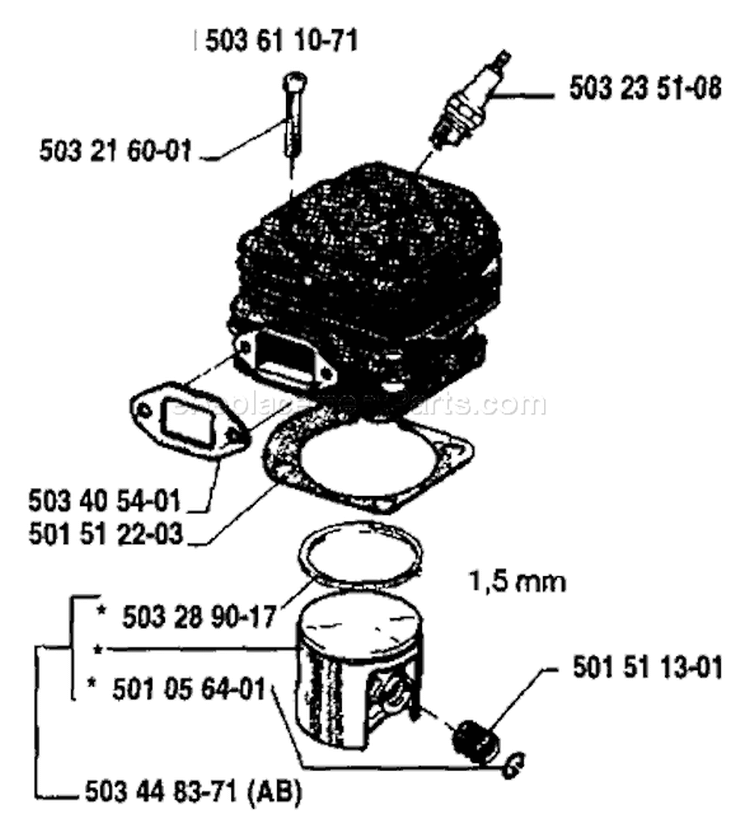 Page J Diagram and Parts List for 268K 268 K 1989-01 Husqvarna Concrete Saw