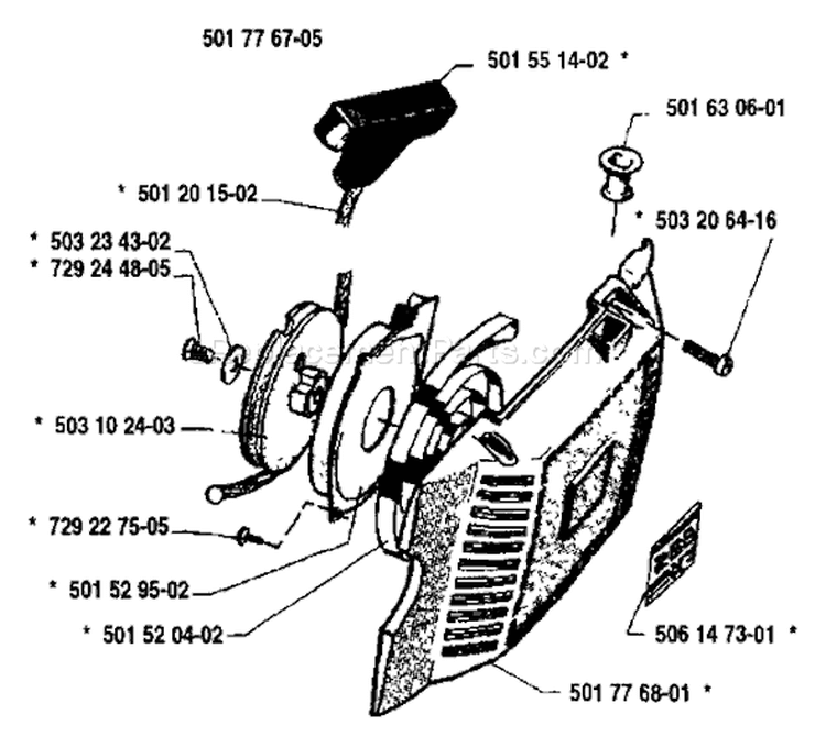 Page K Diagram and Parts List for 268K 268 K 1989-01 Husqvarna Concrete Saw