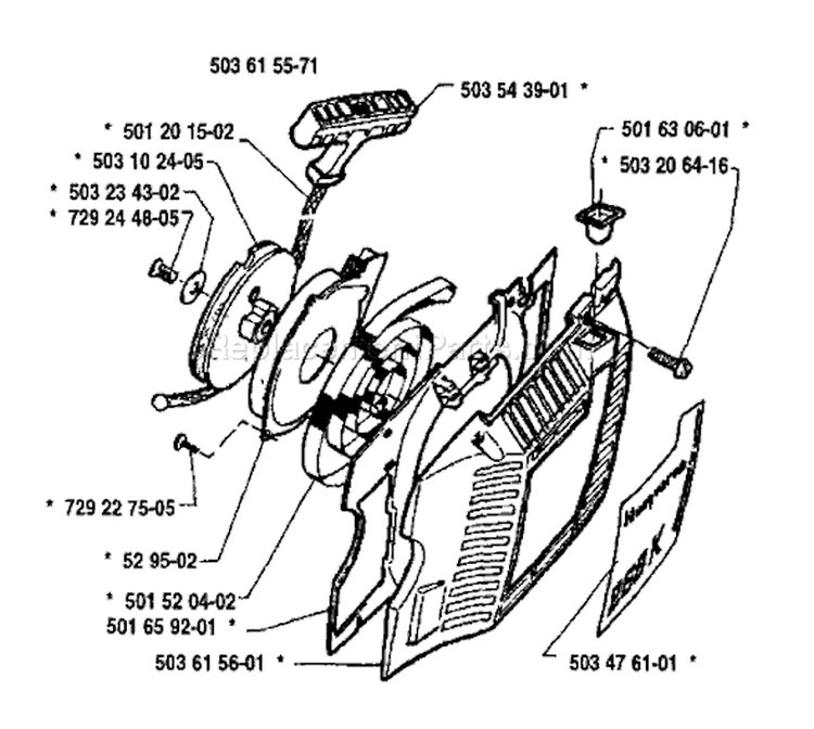 Page K Diagram and Parts List for 268K 268 K 1991-04 Husqvarna Concrete Saw