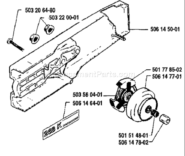 Page C Diagram and Parts List for 268K 268 K 1991-04 Husqvarna Concrete Saw