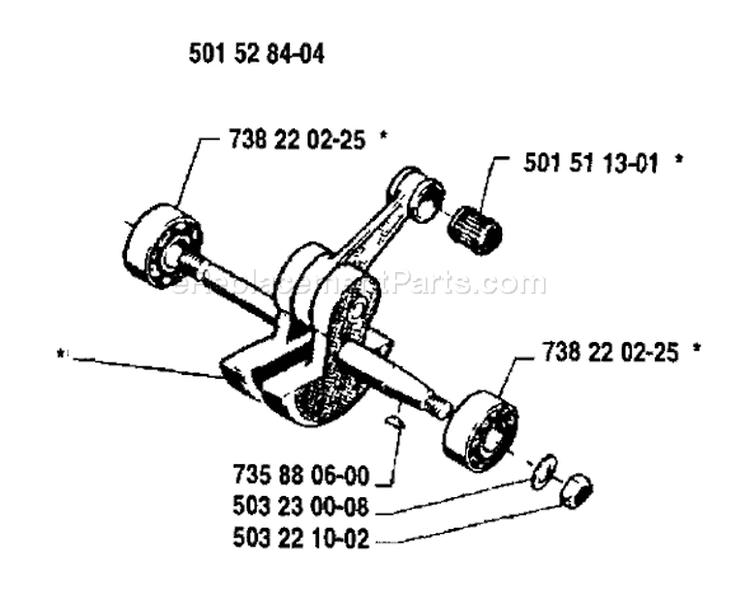 Page E Diagram and Parts List for 268K 268 K 1991-04 Husqvarna Concrete Saw