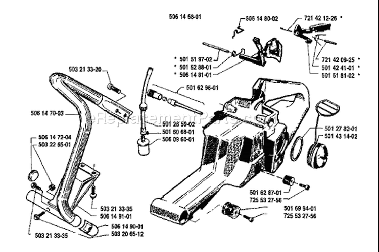 Page G Diagram and Parts List for 268K 268 K 1991-04 Husqvarna Concrete Saw