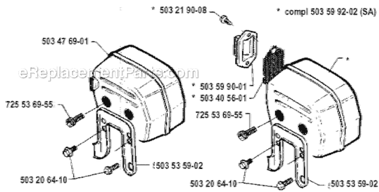Page J Diagram and Parts List for 268K 268 K 1991-09 Husqvarna Concrete Saw
