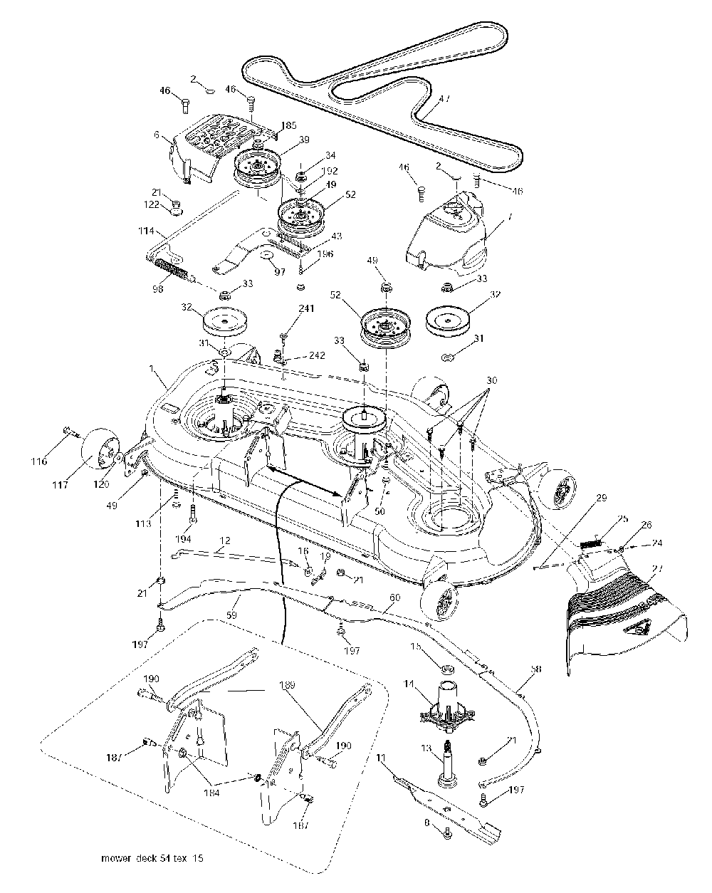 Mower Deck / Cutting Deck Diagram and Parts List for YTH2754T (96041006201)(2008-11) Husqvarna Lawn Tractor