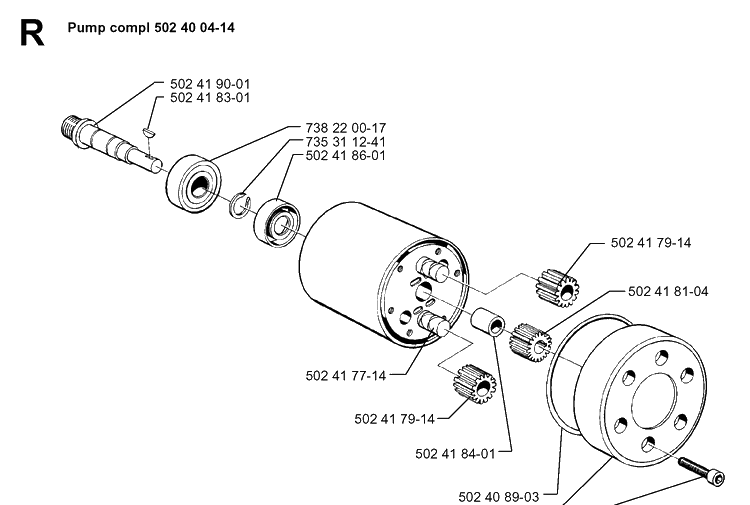 Hydraulic Pump - Motor 2 Diagram and Parts List for 250PS 19960500001-19984000000 Husqvarna Pole Saw