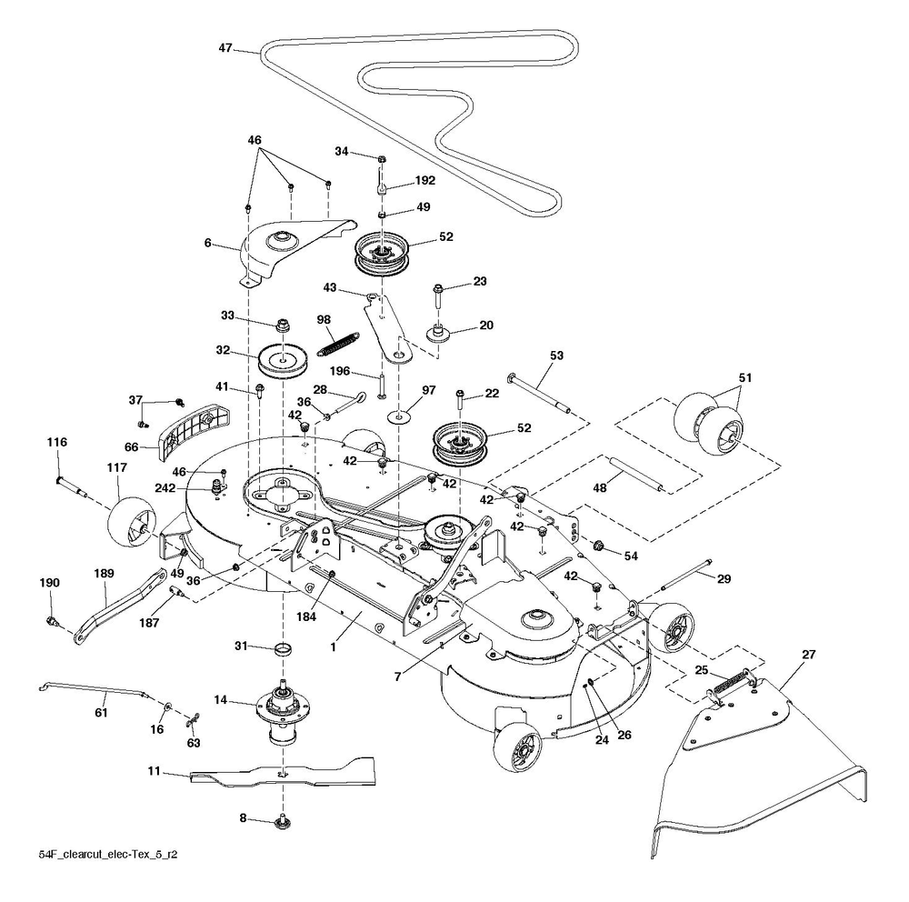 Mower Deck / Cutting Deck Diagram and Parts List for LGT54DXL  Husqvarna Lawn Tractor
