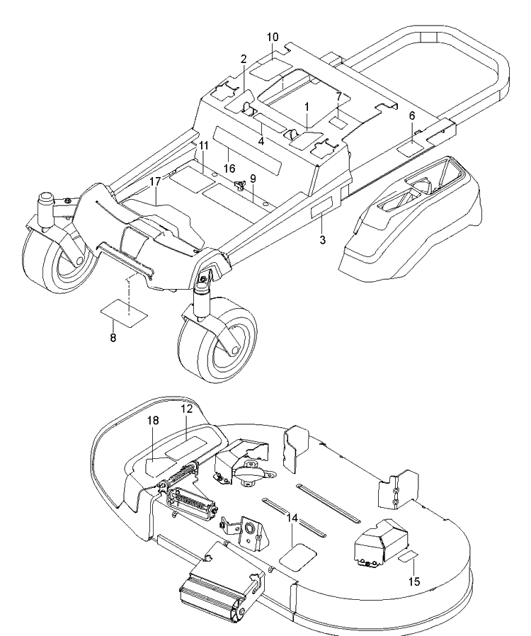Decals Diagram and Parts List for Z142 (96792460100)(2018-09) Husqvarna Lawn Mower