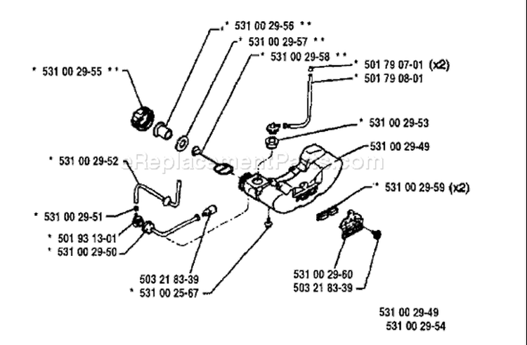 Page K Diagram and Parts List for 26H 26 H 1994-03 Husqvarna Hedge Trimmer