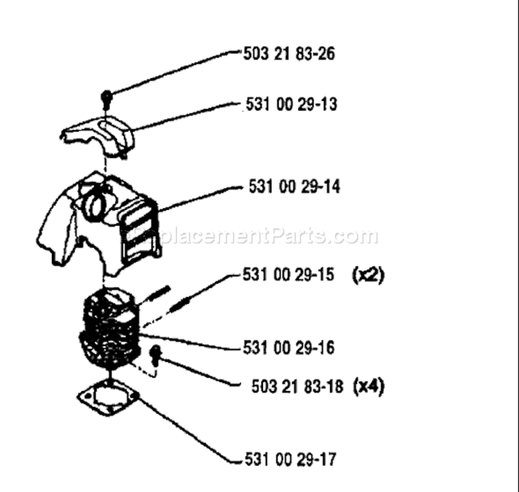Page D Diagram and Parts List for 26H 26 H 1994-03 Husqvarna Hedge Trimmer