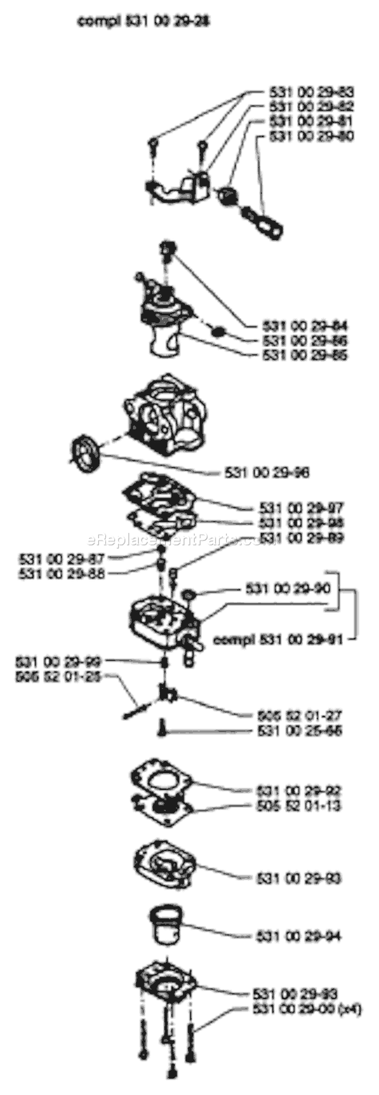 Page B Diagram and Parts List for 26H 26 H 1995-01 Husqvarna Hedge Trimmer