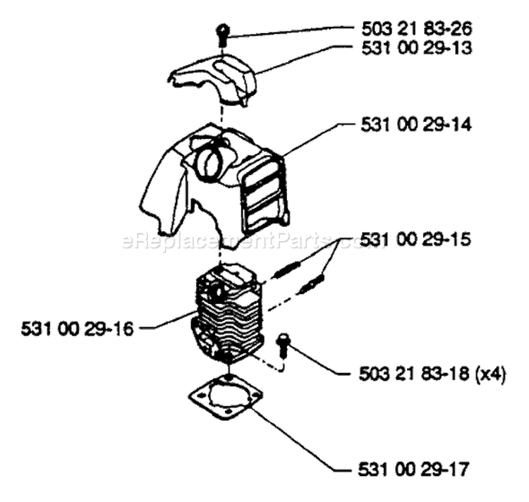 Page F Diagram and Parts List for 26H 26 H 1995-01 Husqvarna Hedge Trimmer