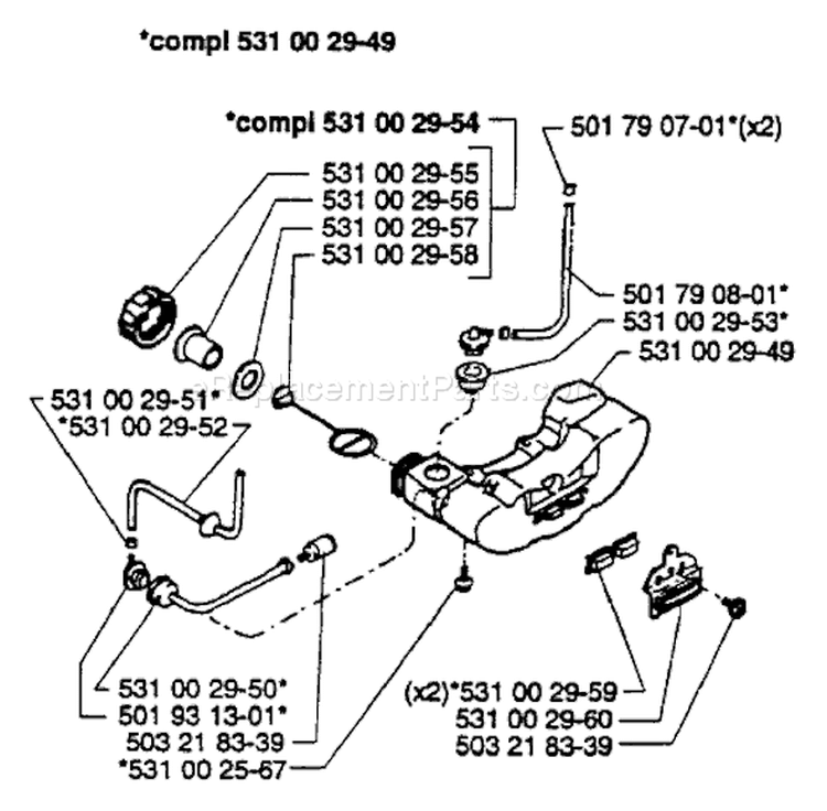 Page G Diagram and Parts List for 26H 26 H 1995-01 Husqvarna Hedge Trimmer