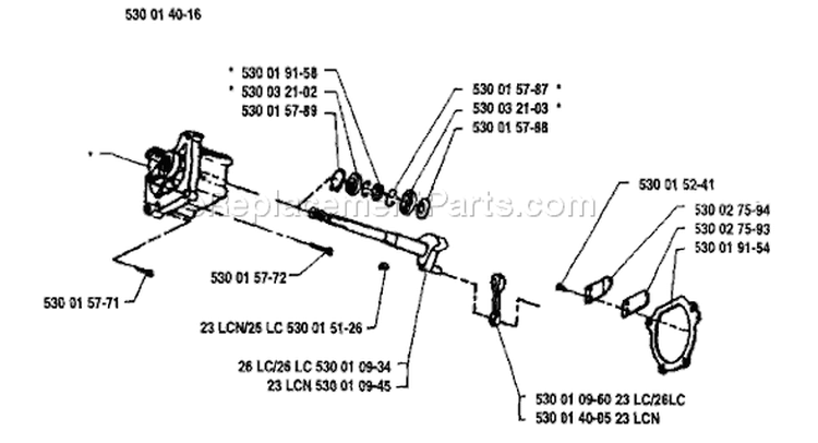 Page J Diagram and Parts List for 26LC 26 LC 1991-04 Husqvarna Trimmer