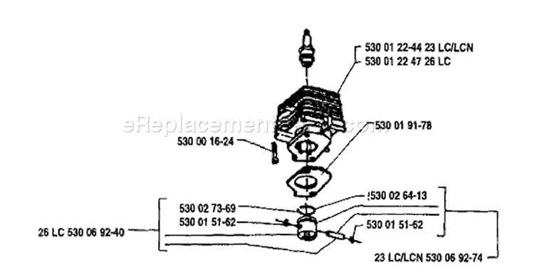 Page K Diagram and Parts List for 26LC 26 LC 1991-04 Husqvarna Trimmer