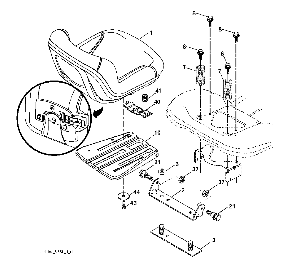 Seat Diagram and Parts List for GTH260TWIN (96041004502)(2008-09) Husqvarna Lawn Tractor