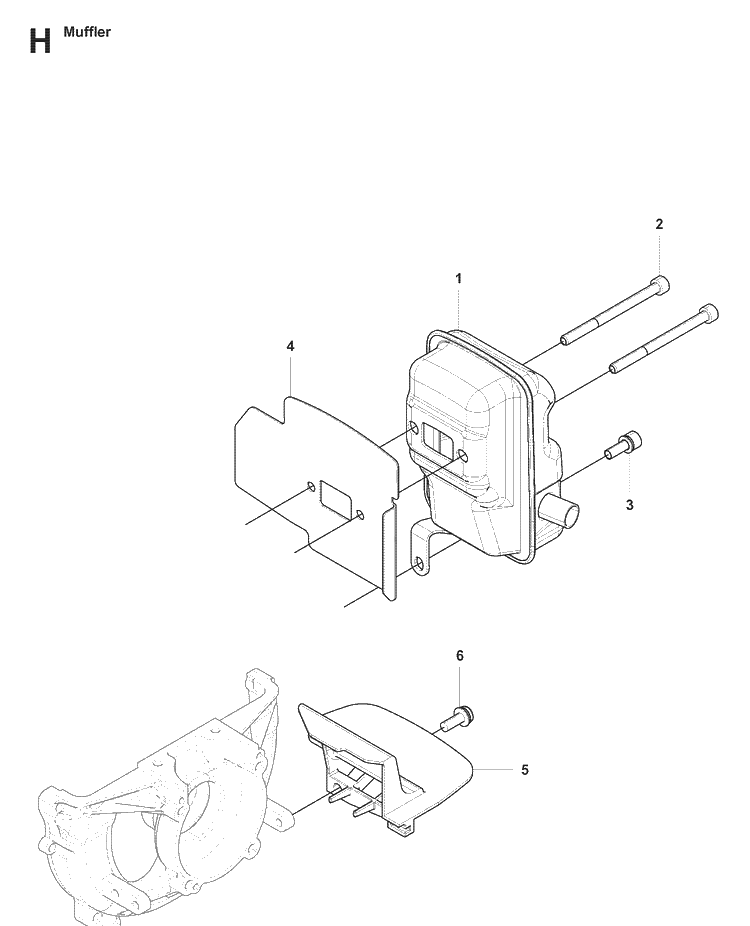 Muffler Diagram and Parts List for 143RII 20082200001-20090100000 Husqvarna Brush Cutter