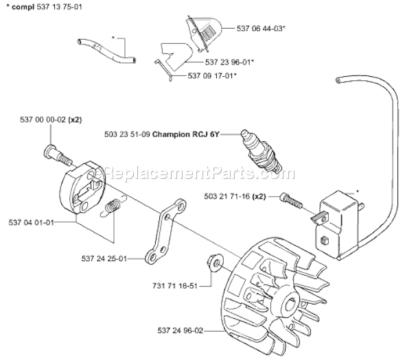 Page K Diagram and Parts List for HA850ATTACHMENT 2004-01 Husqvarna Trimmer