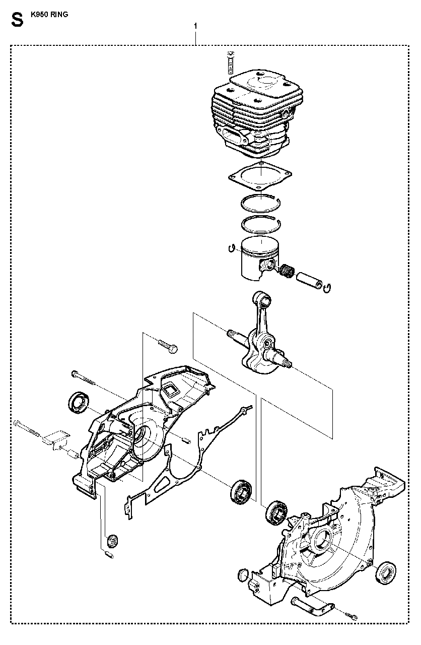 Short Block Diagram and Parts List for K950RING 2007-01 Husqvarna Circular Saw