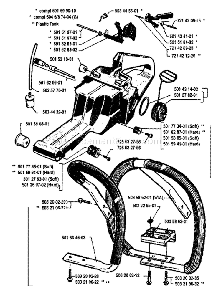 Page K Diagram and Parts List for 272 1993-01 Husqvarna Chainsaw