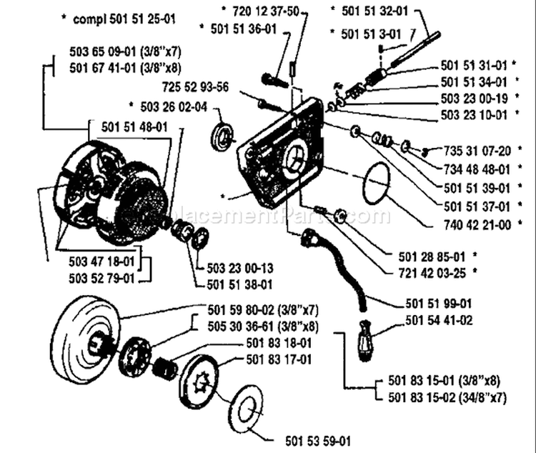 Page H Diagram and Parts List for 272 1993-01 Husqvarna Chainsaw