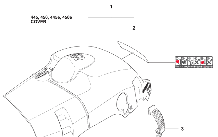 Cover Diagram and Parts List for 450E 2009-02 Husqvarna Chainsaw