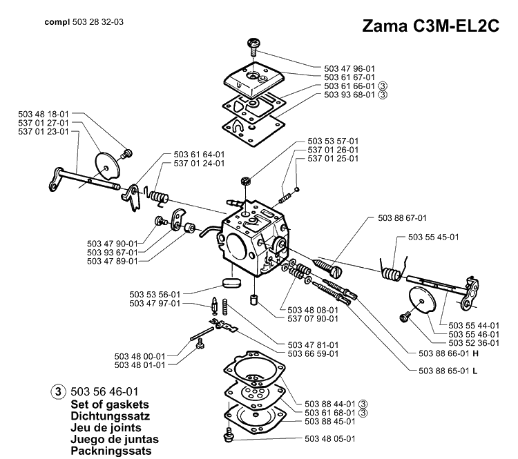 Carb Parts - Zama Diagram and Parts List for 365EPA 2003-11 Husqvarna Chainsaw
