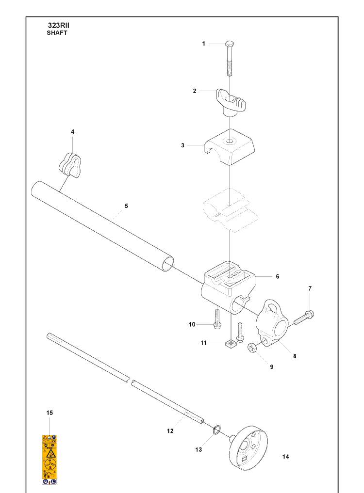 Shaft Diagram and Parts List for 323RII 2009-08 Husqvarna Trimmer